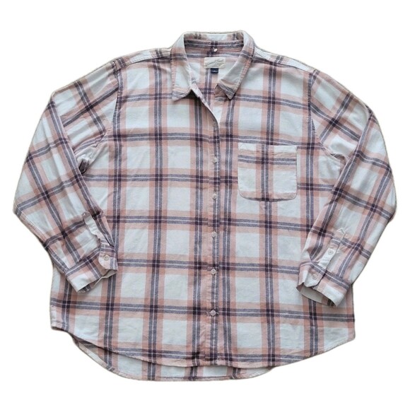 Universal Threads Flannel Shirt Womens XL Plaid Oversized Boyfriend Button Up - Picture 3 of 12